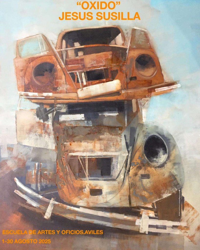 Óxido, óleos y acrílicos de vehículos amontonados de Jesús Susilla en Avilés Óxido, óleos y acrílicos de vehículos amontonados de Jesús Susilla en Avilés